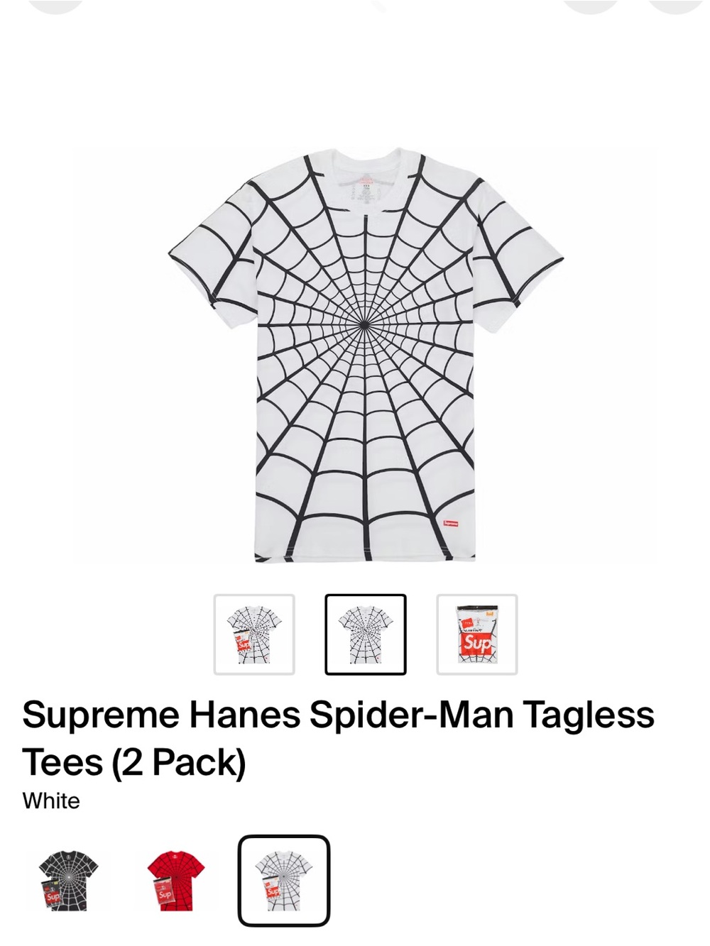 Supreme Hanes Spider-Man marvel 2 pack XL